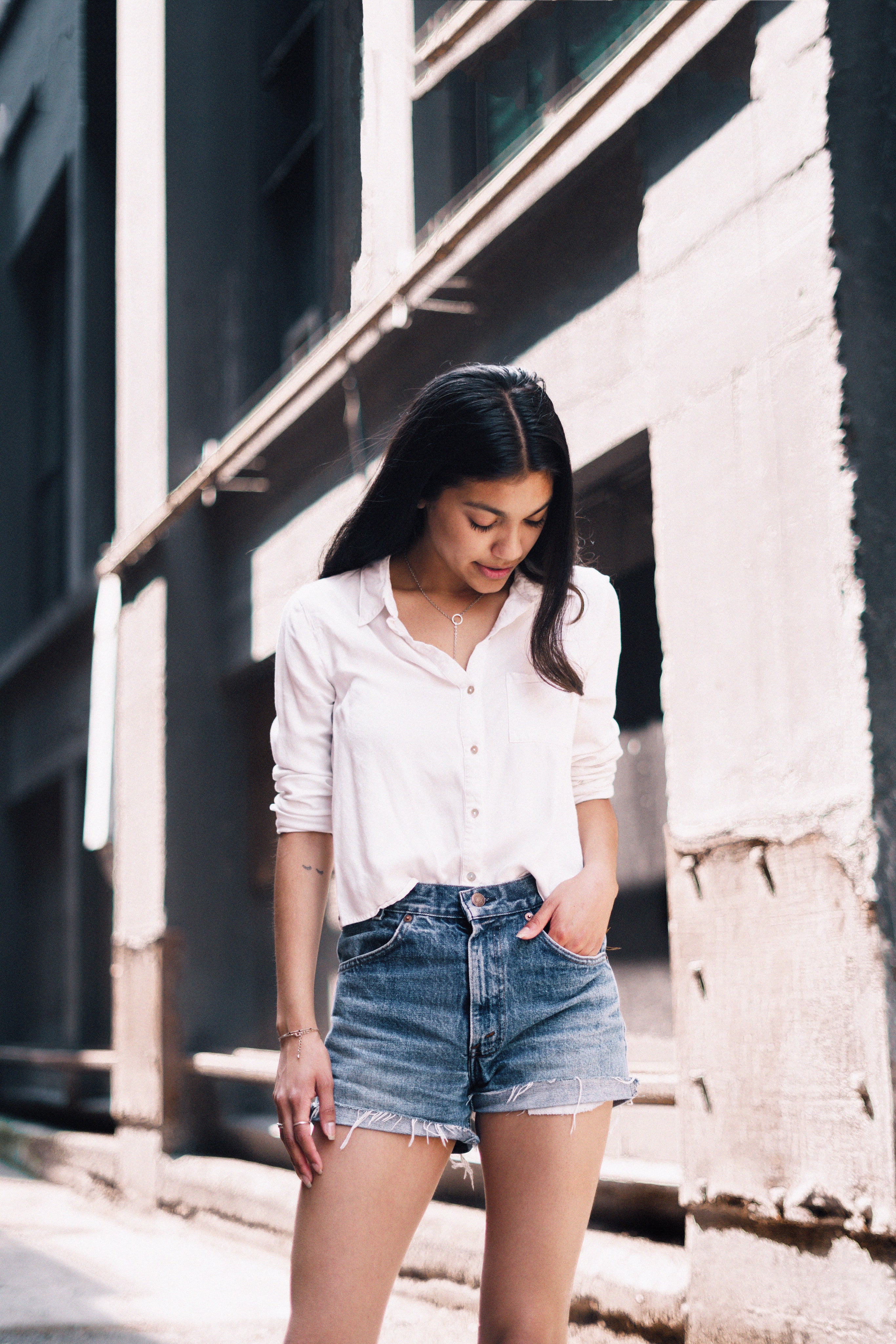 Girl in white shirt